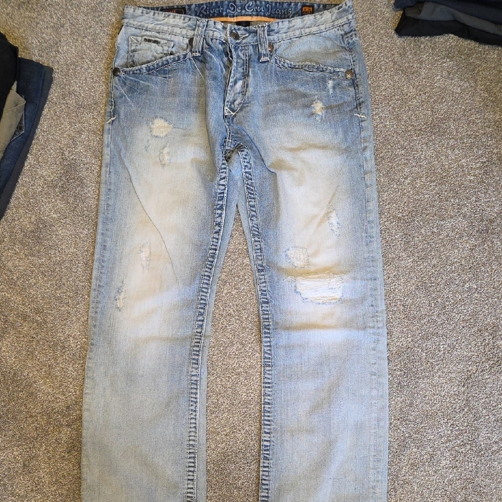 Rivet de cru Straight-Leg Jeans